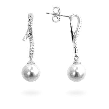 Pearl Cubic Zirconia Dangle Earrings Earrings Das Juwel 
