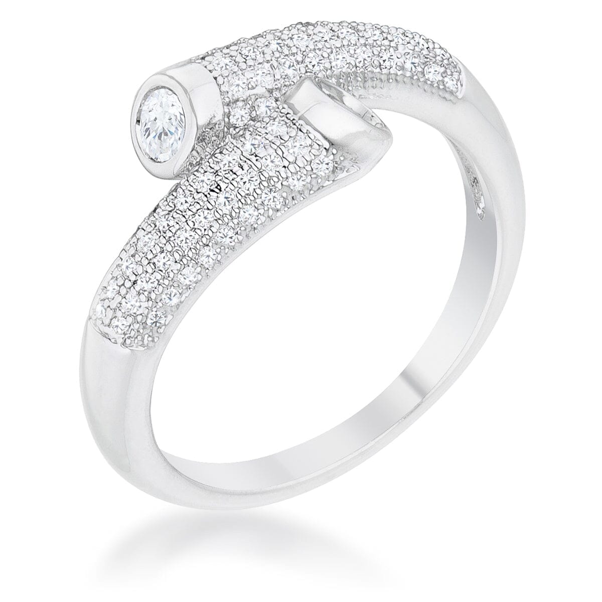 Perry 0.62ct Cubic Zirconia Rhodium Contemporary Wrap Ring Rings Das Juwel 