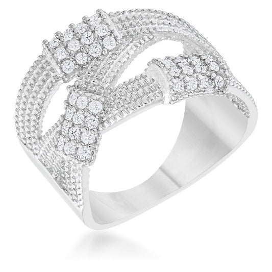 Peyton 0.36ct Cubic Zirconia Rhodium Wide Cable Statement Ring  