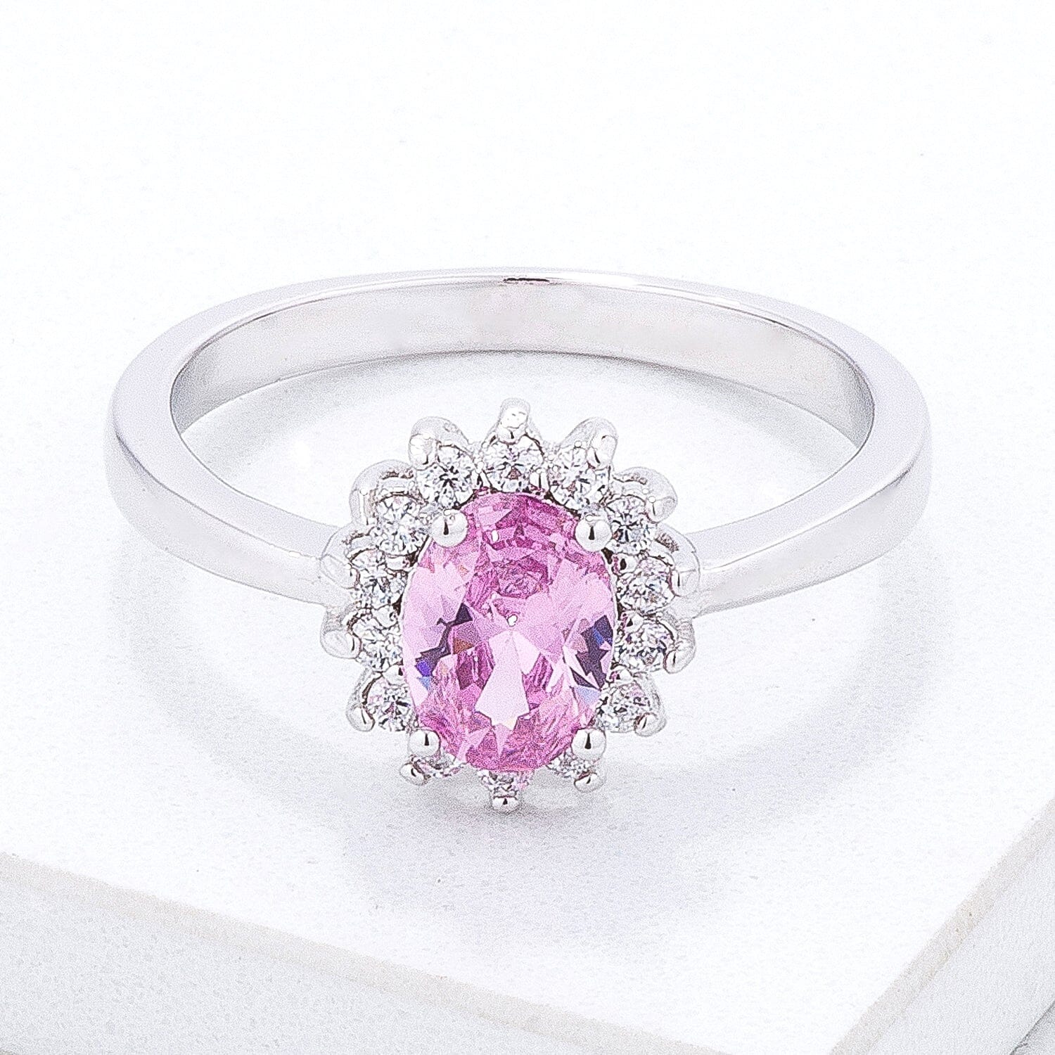Pink Ice Cubic Zirconia Petite Oval Ring Rings Das Juwel 