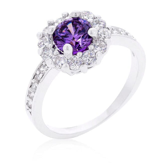 Purple Halo Engagement Ring  