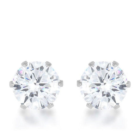 Reign 3.4ct Cubic Zirconia Rhodium Stainless Steel Stud  