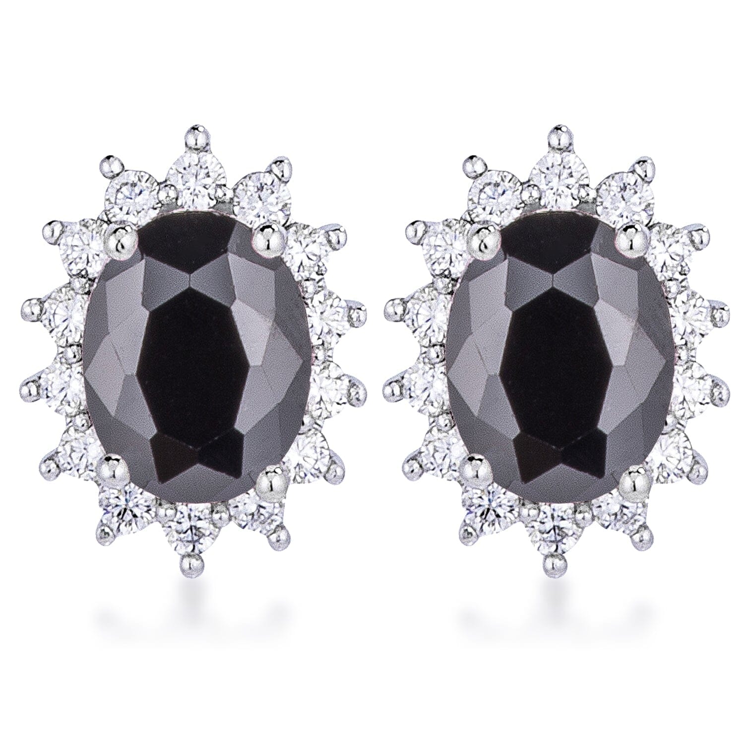 Rhodium Plated Black Petite Royal Oval  