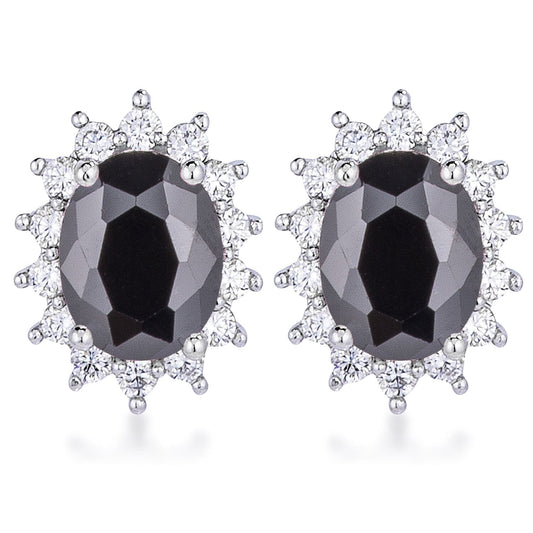 Rhodium Plated Black Petite Royal Oval  