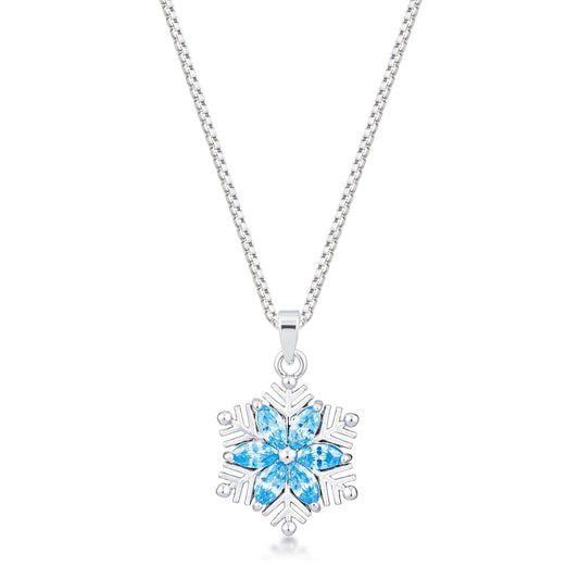 Rhodium Plated Brilliant Marquise Aqua Blue Snowflake Pendant Pendants Das Juwel 