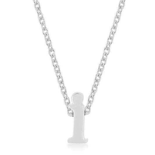Rhodium Plated Finish Initial I Pendant  