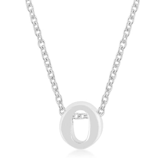 Rhodium Plated Finish Initial O Pendant  