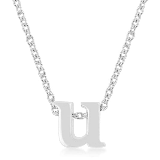 Rhodium Plated Finish Initial U Pendant Pendants Das Juwel 