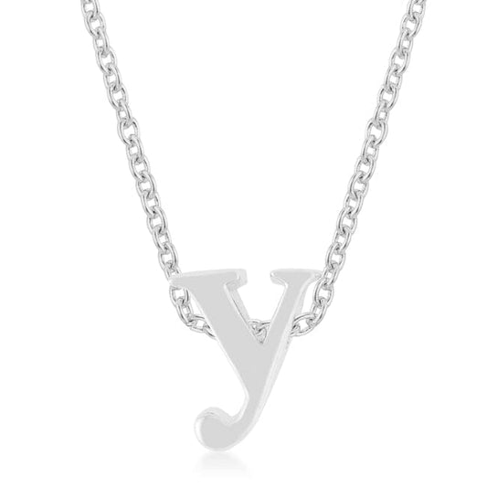 Rhodium Plated Finish Initial Y Pendant Pendants Das Juwel 