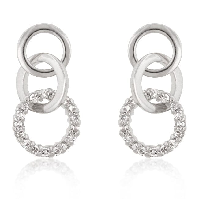 Rhodium Plated Finish Triplet Hooplet Earrings Earrings Das Juwel 