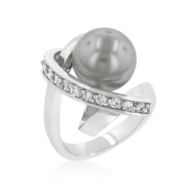 Rhodium Plated Knotted Simulated Pearl Ring Rings Das Juwel 