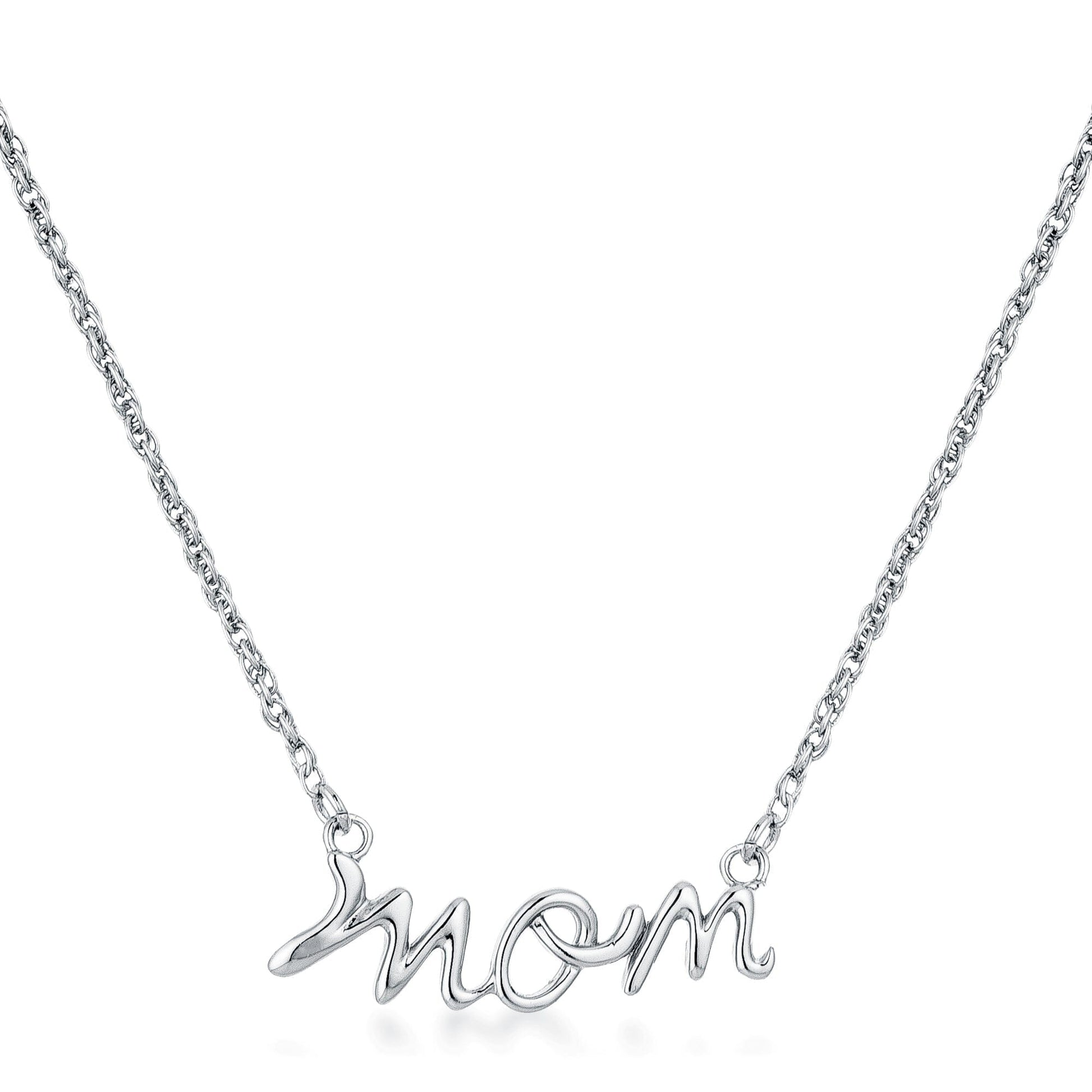 Rhodium Plated Mom Script Necklace Necklaces Das Juwel 