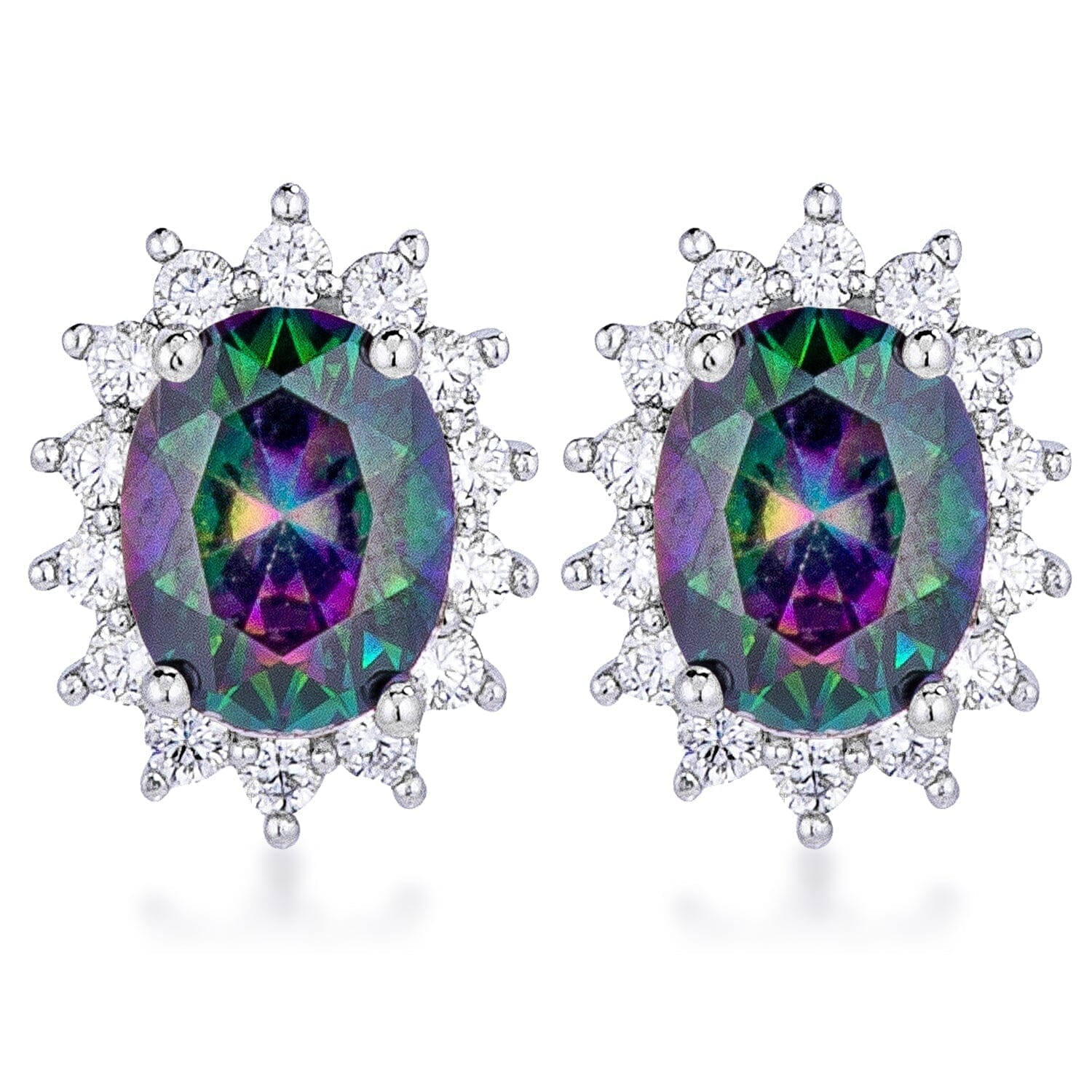 Rhodium Plated Mystic Petite Royal Oval  