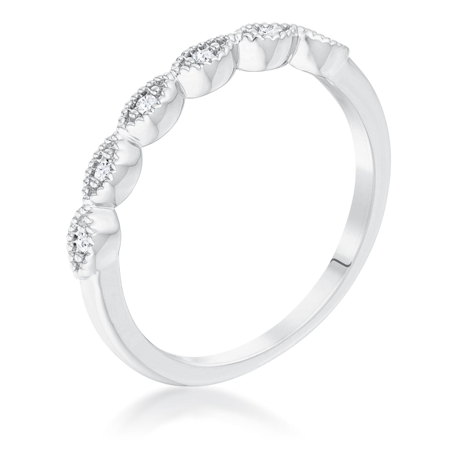 Rhodium Plated Sextus Marquise Delicate Stackable Ring Rings Das Juwel 