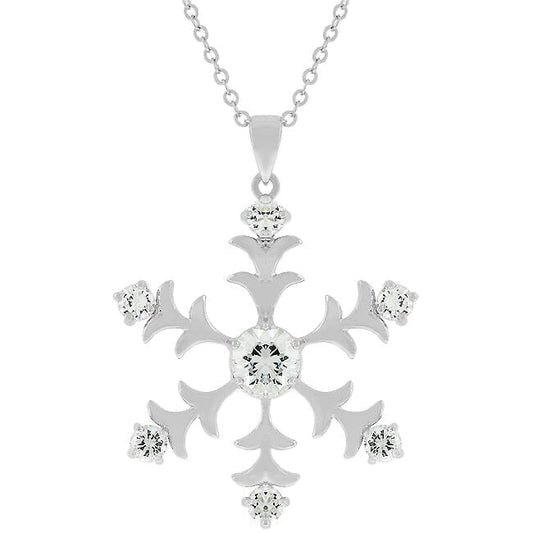 Rhodium Plated Snowflake Pendant  