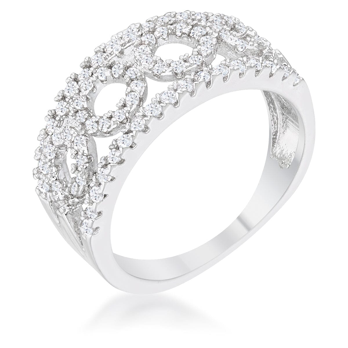 Rina 0.5ct Cubic Zirconia Rhodium Contemporary Band Ring Rings Das Juwel 