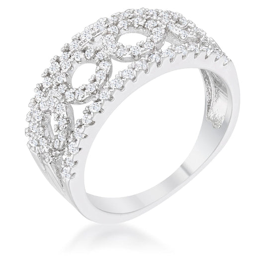 Rina 0.5ct Cubic Zirconia Rhodium Contemporary Band Ring  