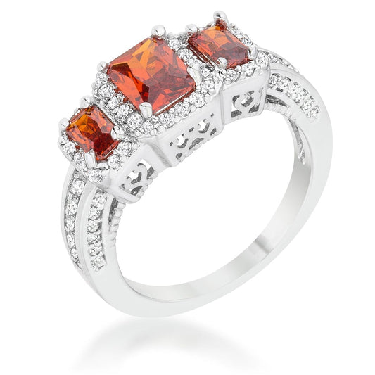 Rita 2.3ct Garnet Cubic Zirconia Rhodium Classic Trio Ring  
