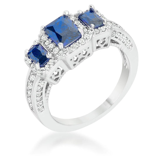 Rita 2.3ct Sapphire Cubic Zirconia Rhodium Classic Trio Ring  