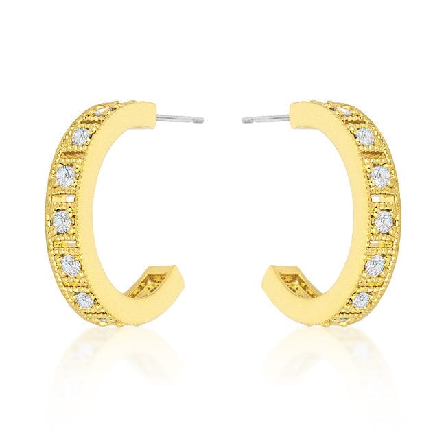Roma Goldtone Finish Hoop Earrings Earrings Das Juwel 