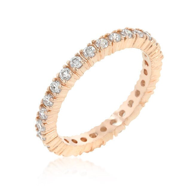 Rose Gold Finish Cubic Zirconia Eternity Band Rings Das Juwel 