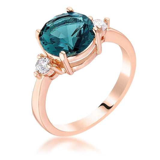 Rose Gold Plated Blue Green Three Stone Engagement Ring Rings Das Juwel 