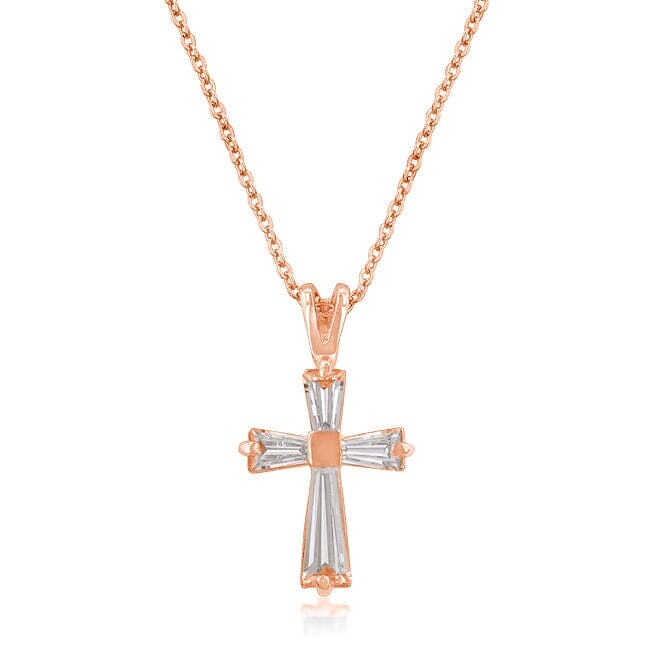 Rose Gold Plated Cross Necklace Pendants Das Juwel 