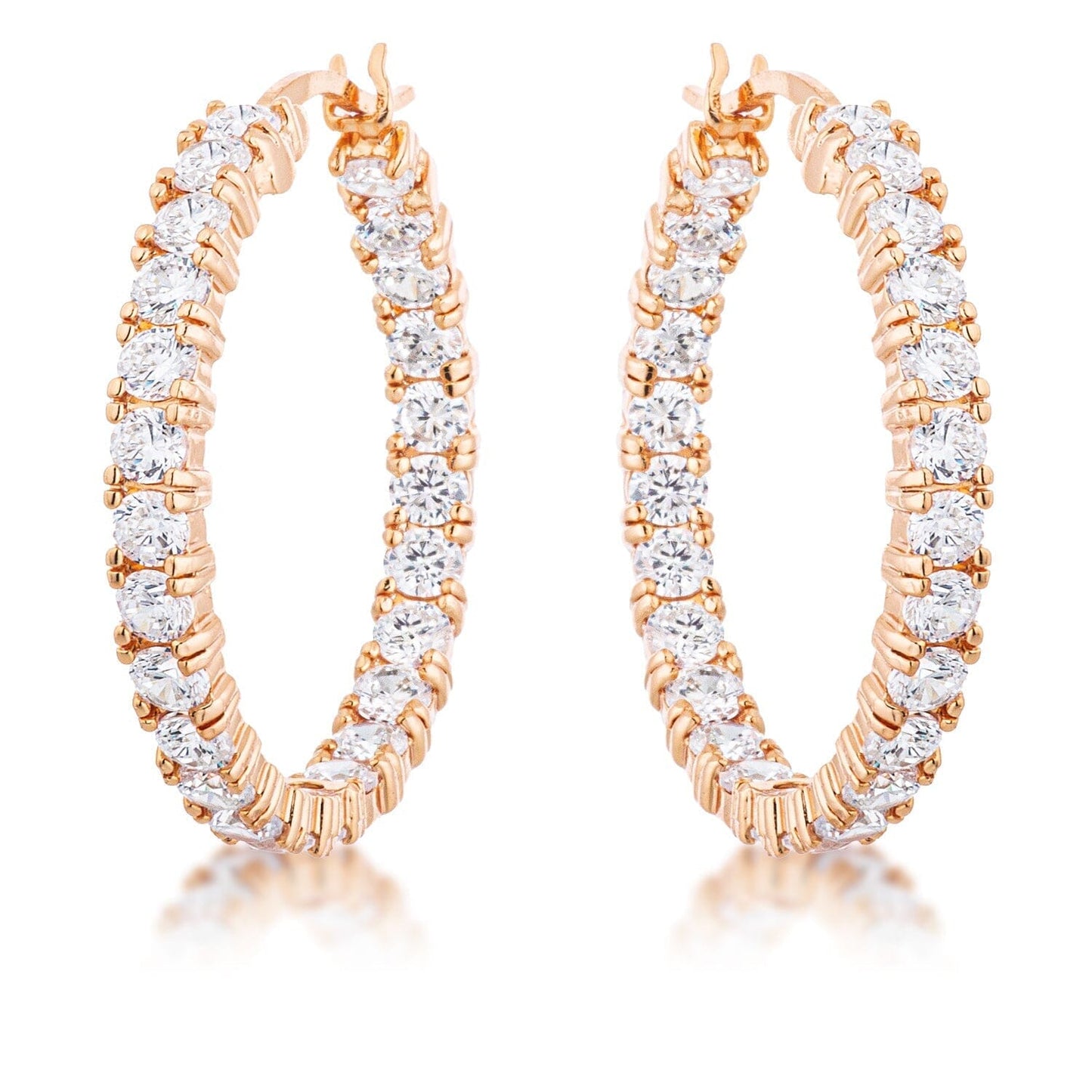 Rose Gold Plated Cubic Zirconia Hoop Earrings Earrings Das Juwel 