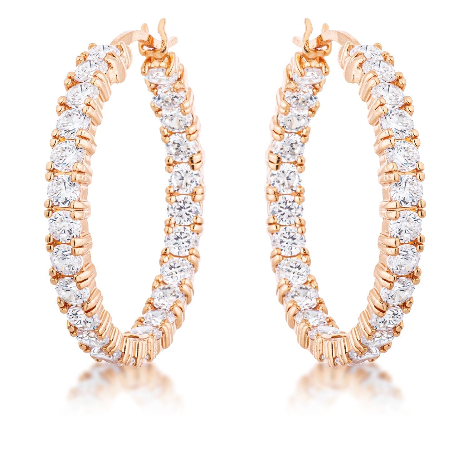 Rose Gold Plated Cubic Zirconia Hoop Earrings Earrings Das Juwel 