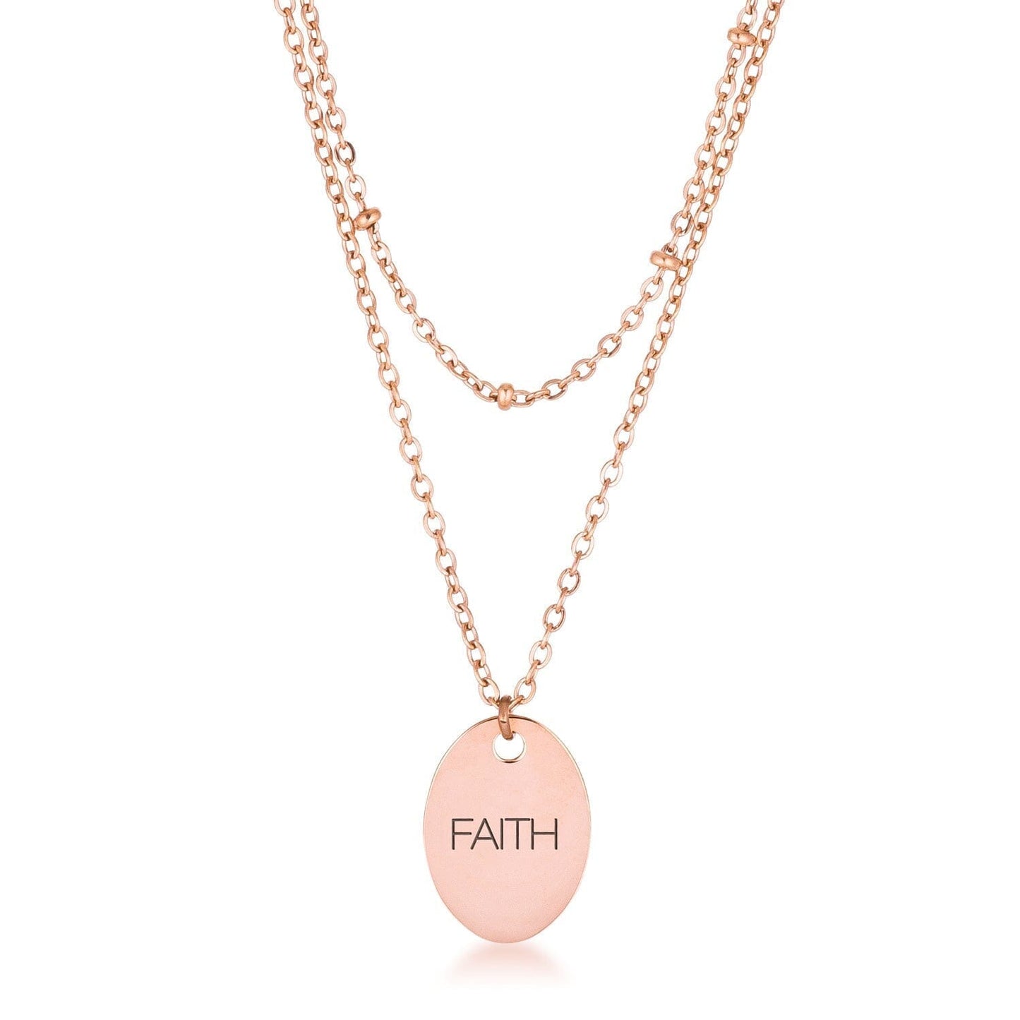 Rose Gold Plated Double Chain FAITH Necklace Necklaces Das Juwel 