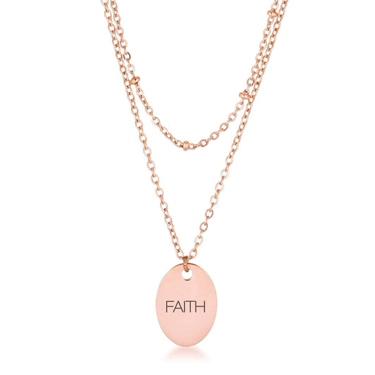 Rose Gold Plated Double Chain FAITH Necklace Necklaces Das Juwel 