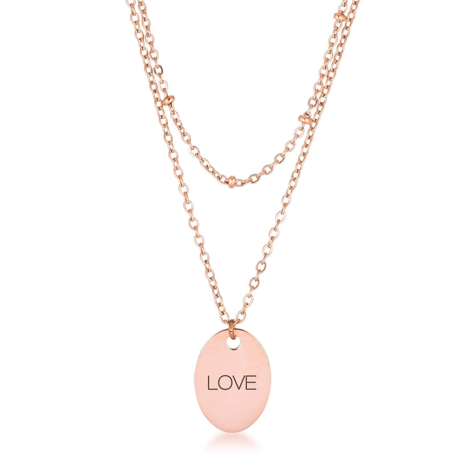 Rose Gold Plated Double Chain LOVE Necklace Necklaces Das Juwel 