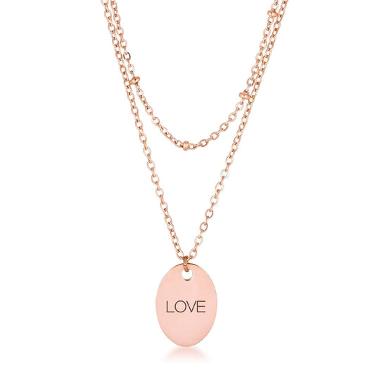 Rose Gold Plated Double Chain LOVE Necklace Necklaces Das Juwel 