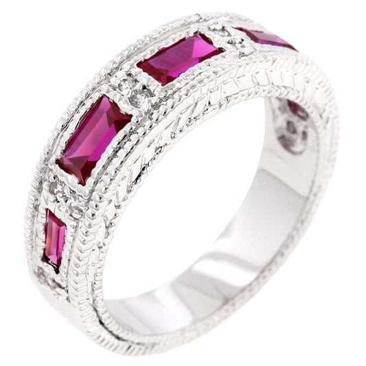Ruby Red Bezel Eternity Band Rings  