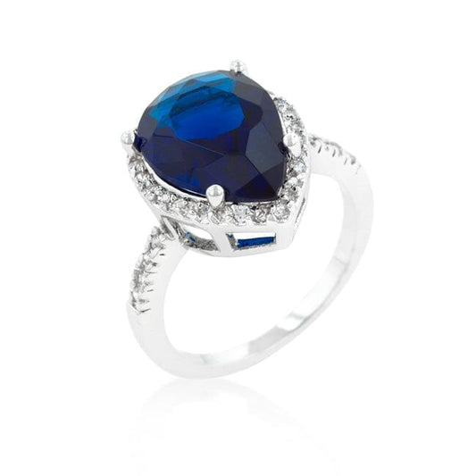 Sapphire Cubic Zirconia Drop Ring  