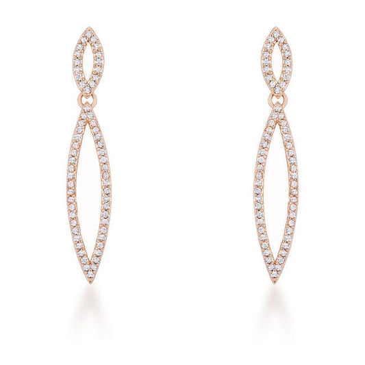 Sara 1.2ct Cubic Zirconia Rose Gold Delicate Double Teardrop Drop Earrings Earrings Das Juwel 