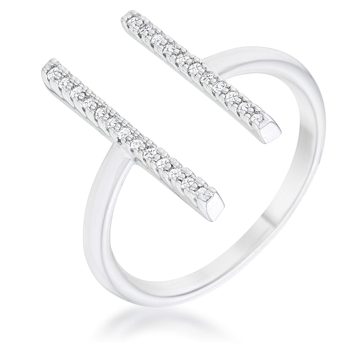 Sharna 12ct Cubic Zirconia Rhodium Parallel Contemporary Ring Rings Das Juwel 