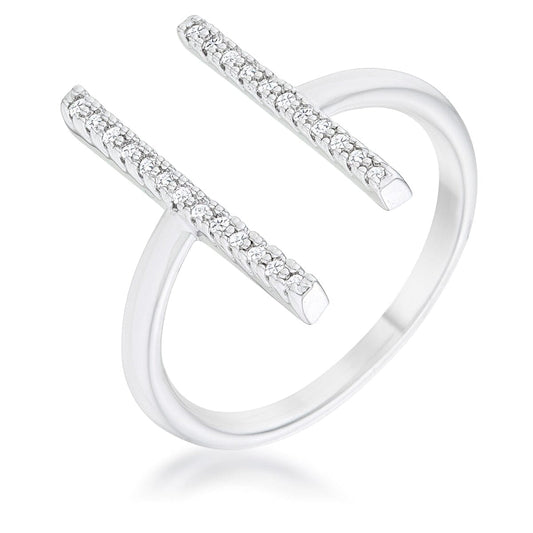 Sharna 12ct Cubic Zirconia Rhodium Parallel Contemporary Ring  