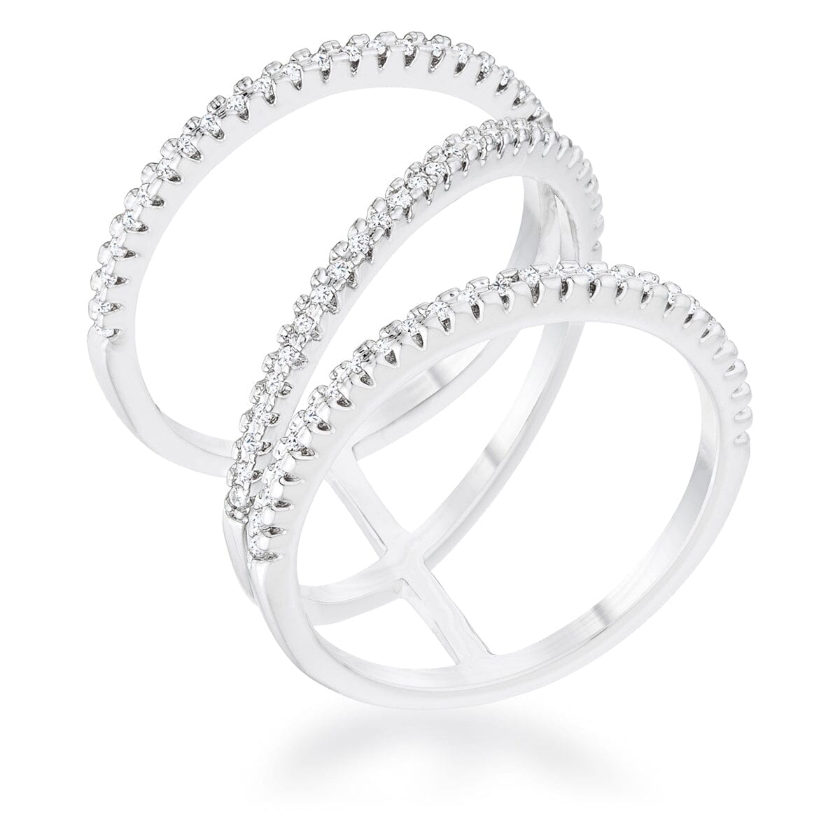 Shauna 0.4ct Cubic Zirconia Rhodium Wide Contemporary Ring Rings Das Juwel 