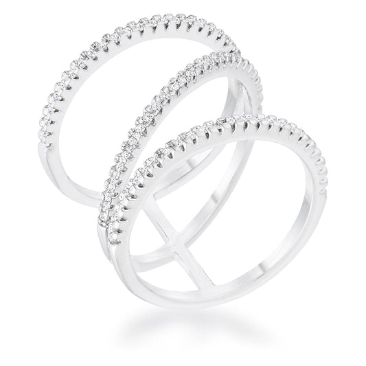 Shauna 0.4ct Cubic Zirconia Rhodium Wide Contemporary Ring  