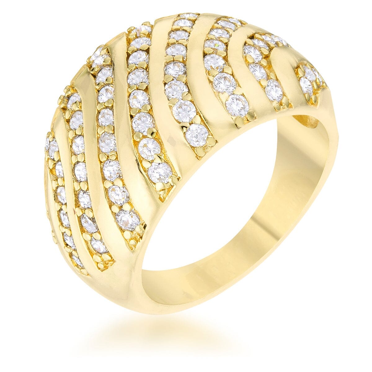 Shayla 0.95ct Cubic Zirconia 14k Gold Contemporary Dome Ring Rings Das Juwel 