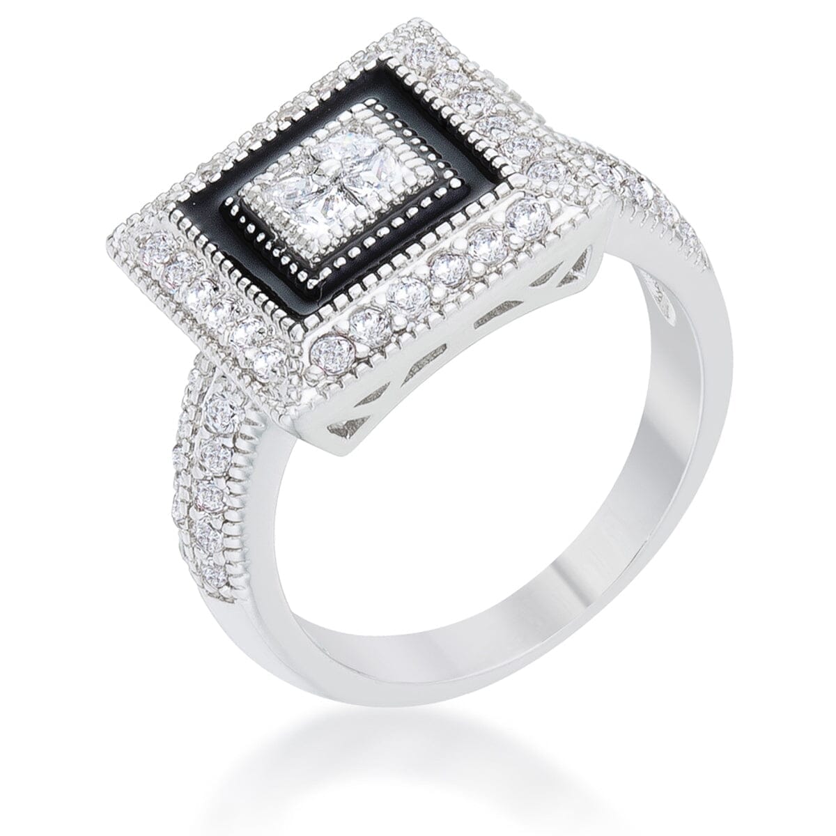 Shira 0.7ct Cubic Zirconia Rhodium Antique Ring Rings Das Juwel 