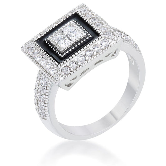 Shira 0.7ct Cubic Zirconia Rhodium Antique Ring  