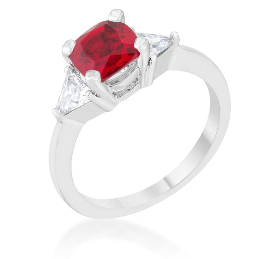 Shonda 1.8ct Garnet Cubic Zirconia Rhodium Cushion Classic Statement Ring  