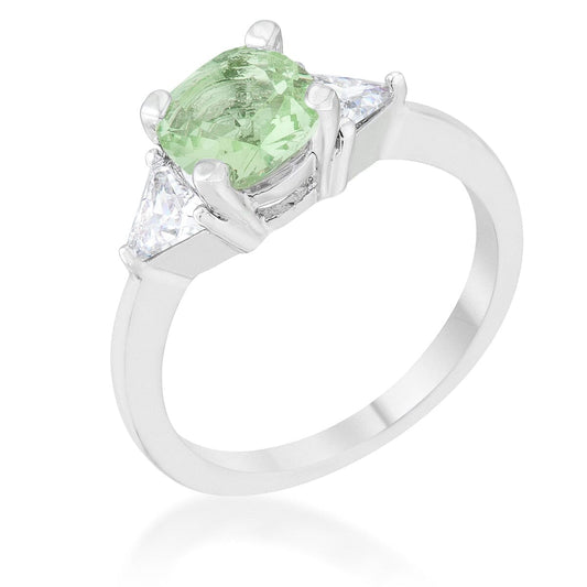 Shonda 1.8ct Peridot Cubic Zirconia Rhodium Cushion Classic Statement Ring  