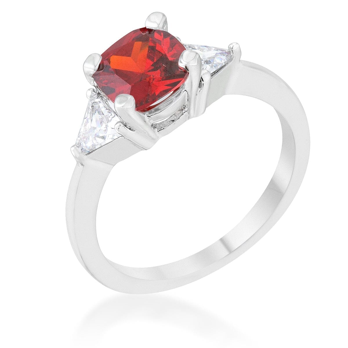 Shonda 1.8ct Ruby Cubic Zirconia Rhodium Cushion Classic Statement Ring  