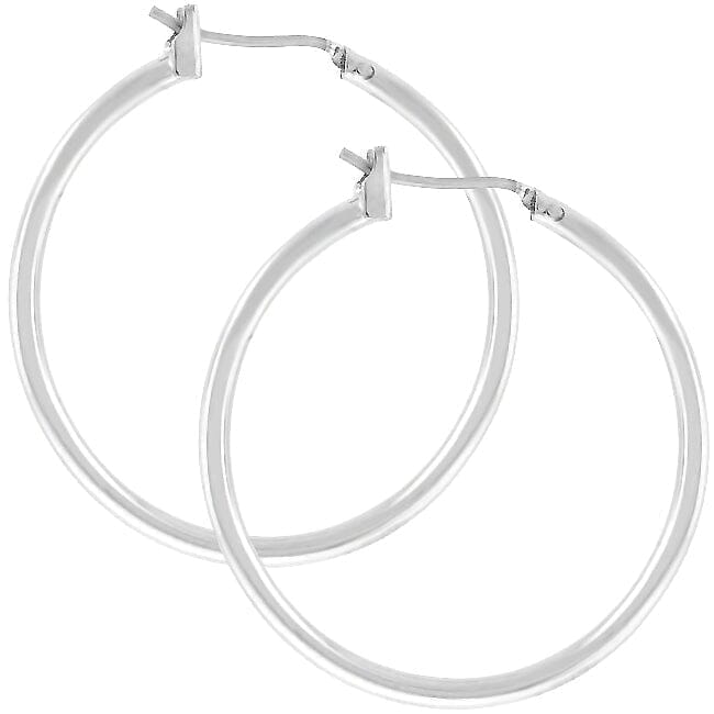 Silvertone Finish Hoop Earrings Earrings Das Juwel 