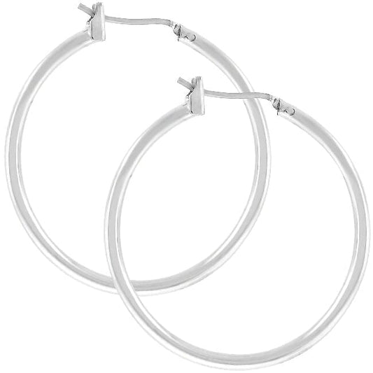 Silvertone Finish Hoop Earrings Earrings Das Juwel 