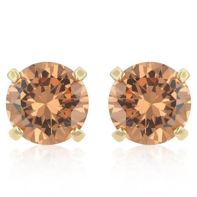 Simple Champagne Cubic Zirconia Studs  