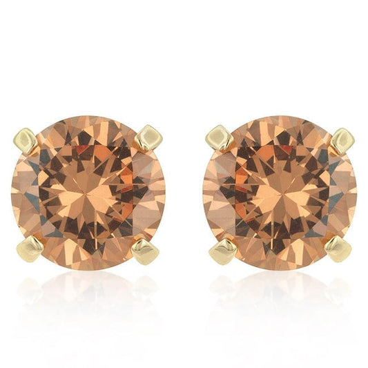 Simple Champagne Cubic Zirconia Studs  
